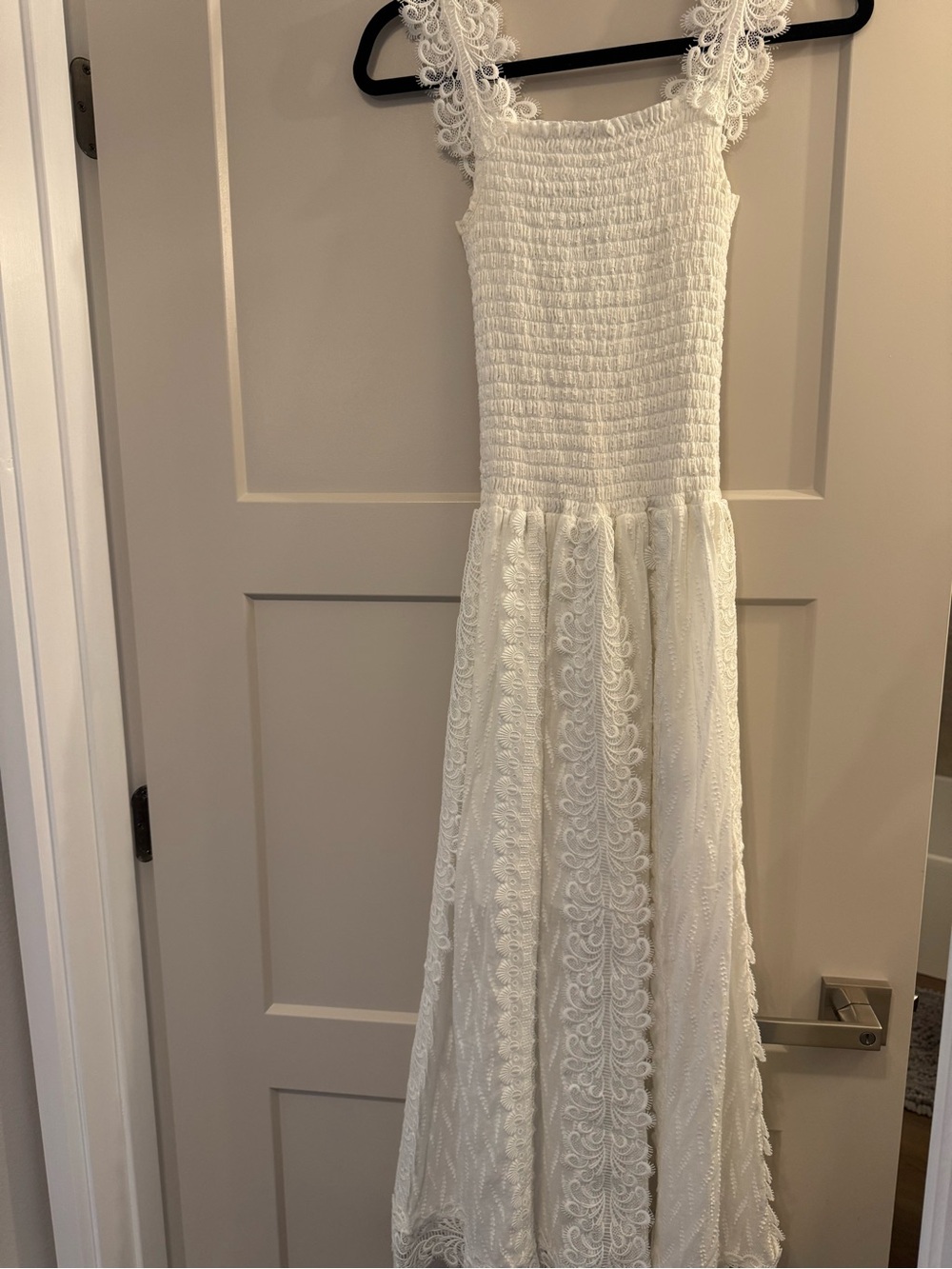 Waimari White Lace Smocked Maxi Dress - Size XS